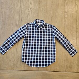 Janie and Jack Preppy Navy Blue, Red, Gray Tartan Pattern Button Down Size 3T
